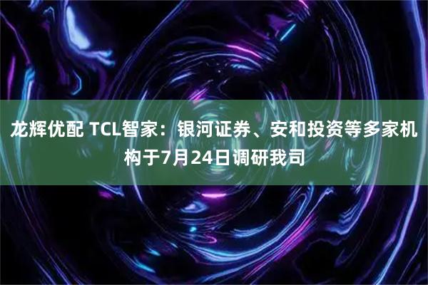 龙辉优配 TCL智家：银河证券、安和投资等多家机构于7月24日调研我司