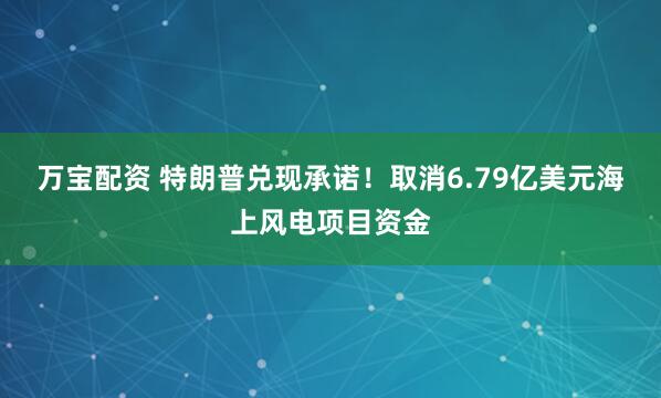 万宝配资 特朗普兑现承诺！取消6.79亿美元海上风电项目资金